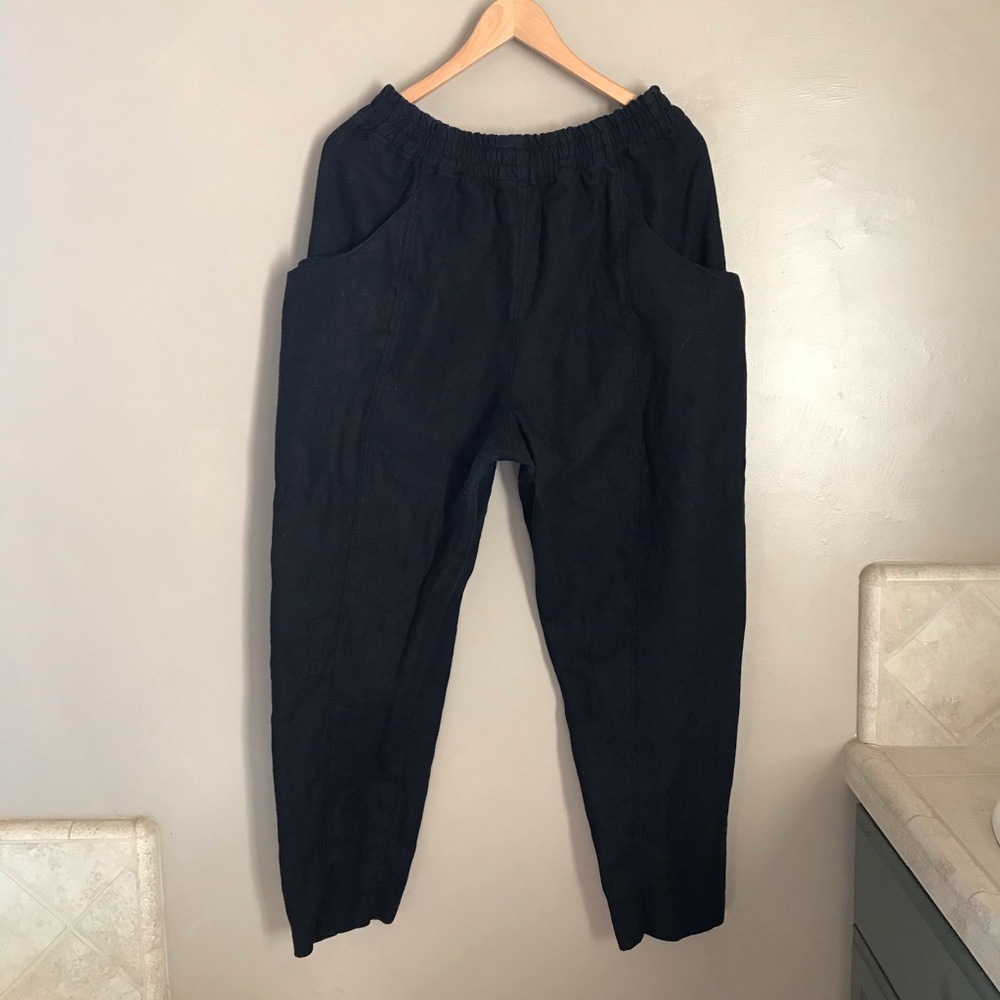 Elizabeth Suzann Clyde Work Pant Black Linen 12-R